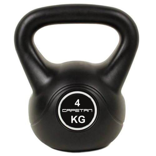 Capetan® 4 kg plastični kettlebell – plastični zvonasti uteg sa cementnim punjenjem – težina kugle