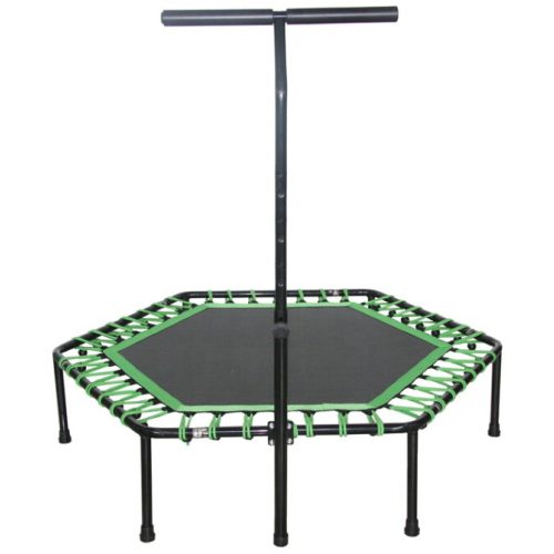 Sobna fitness trampolina šesterokutnog oblika, promjera 136 cm, s rukohvatom