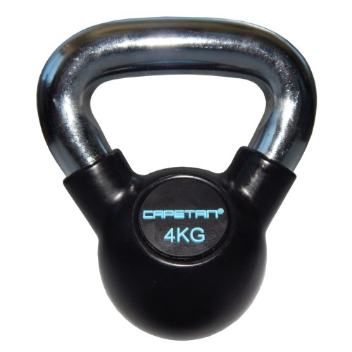 Capetan®Professional Line Čelični kettlebell 4Kg s gumenim premazom i kromiranom ručkom