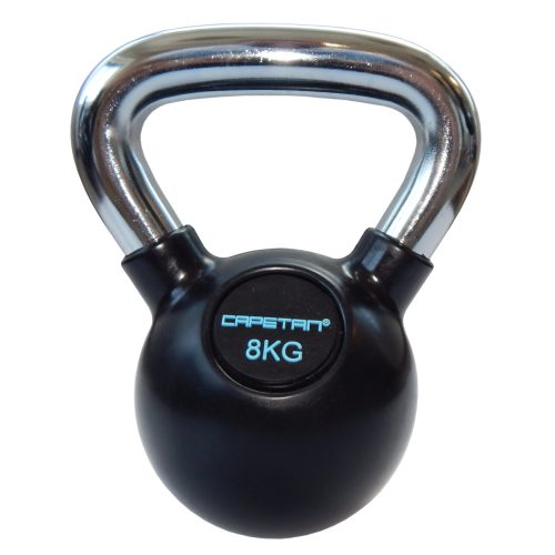 Capetan®Professional Line Čelični kettlebell 8Kg s gumenim premazom i kromiranom ručkom