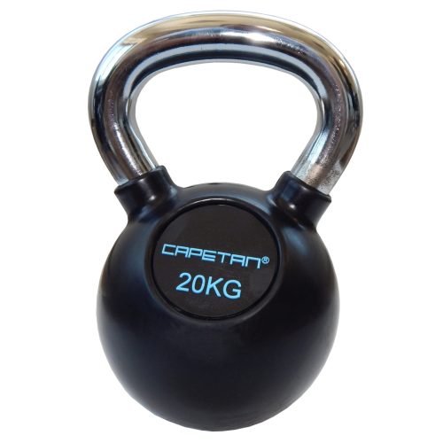 Capetan®Professional Line Čelični kettlebell 20Kg s gumenim premazom i kromiranom ručkom