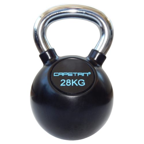 Capetan®Professional Line Čelični kettlebell 28Kg s gumenim premazom i kromiranom ručkom